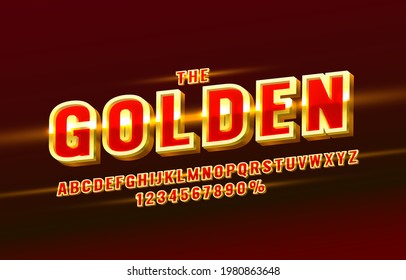 Gold font set collection, letters and numbers symbol. Vector illustration