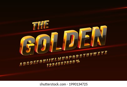 Gold font set collection, letters and numbers symbol. Vector illustration