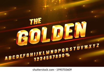 Gold font set collection, letters and numbers symbol. Vector illustration