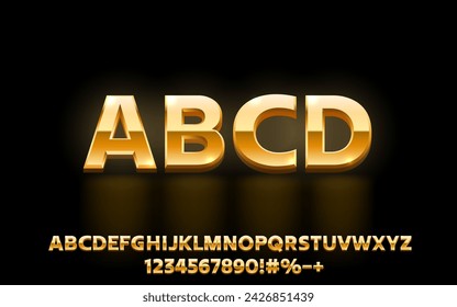 Gold font set collection, letters and numbers symbol. Vector illustration