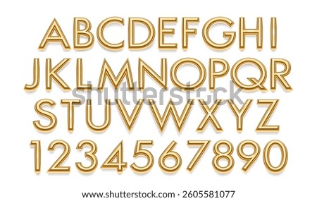 Gold font set collection, letters and numbers symbol. Vector illustration