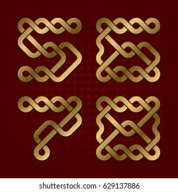 Gold font of twisted strips. Five, six, seven, eight isolated golden numbers.