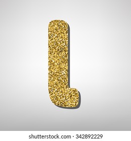 Gold font type letter L, uppercase.  Victorian ABC element in vector.