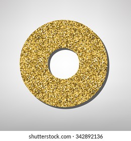 Gold font type letter O, uppercase.  Victorian ABC element in vector.