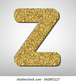 Gold font type letter Z, uppercase.  Victorian ABC element in vector.