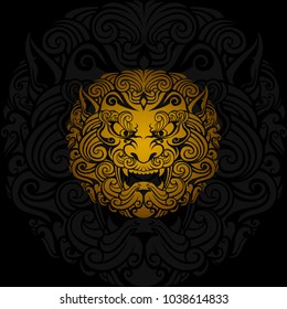 gold Foo dog vector in dark background