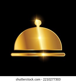 gold food sign vector icon illustration in black background with gold shine effect