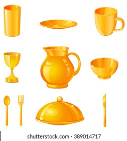 Gold food utensils vector illustration