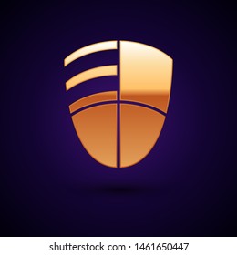 Gold Football club logo template icon isolated on dark blue background. Design element for logo, label, emblem, sign, poster.  Vector Illustration