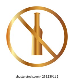Gold Forbidden sign, isolated. Vector illustration 