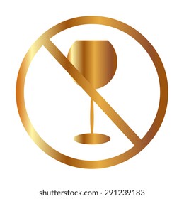 Gold Forbidden sign, isolated. Vector illustration 