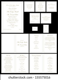 Gold formal Wedding stationary set in vector format.