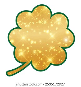 Icono de Vector de trébol de cuatro hojas. Concepto de suerte y felicidad. Día de San Patricio. Trébol de cuatro hojas de la suerte. Icono de trébol de cuatro hojas brillantes de oro de trébol. Tema de la buena suerte, lotería y concepto ganador.