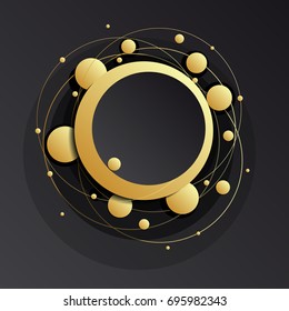 Gold frame abstract background. Yellow background illustration like solar system.