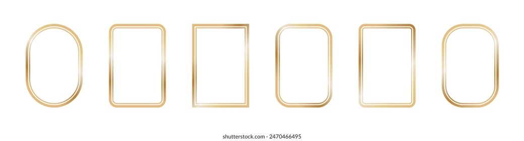 Gold frame with arch shape and border. Islamic and Arab lines for Ramadan and Ramadhan. Indian style window design. Flat vector illustration isolated on white background.