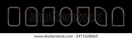 Gold frame with arch shape and border. Indian style window design. Flat vector illustration isolated on white background. Stock photo © 