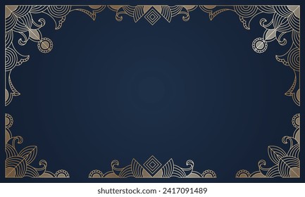 Gold frame art, line art frame, decorative, ornamental frame. - Vector.