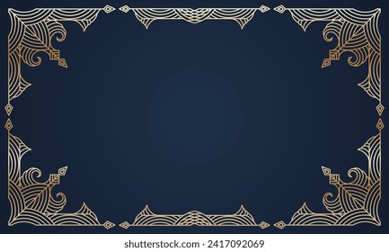 Gold frame art, line art frame, decorative, ornamental frame. - Vector.