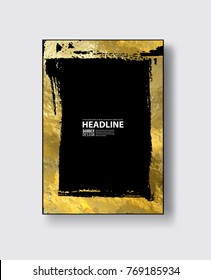 Banner dourado. Belo design simples dourado. Borda decorativa em estilo preto e dourado grunge, isolada em fundo branco. Espaço vazio para cópias para decoração, foto, banner. Ilustração vetorial.
