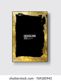 Gold frame banner. Beautiful simple golden design. Grunge gold and black style decorative border, isolated on white background. Empty copy space for decoration, photo, banner. Vector illustration.