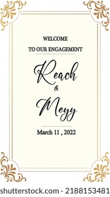 Gold frame beautiful design for wedding sign 