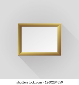 Gold frame. Beautiful simple golden design. Vintage style decorative border, isolated on white background.