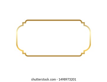 Gold frame. Beautiful simple golden design. Vintage style decorative border isolated white background. Elegant gold frame. Empty copy space decoration, fpr photo Vector illustration