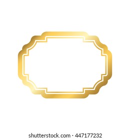 Gold frame. Beautiful simple golden design. Vintage style decorative border, isolated on white background. Deco elegant art object. Empty copy space for decoration, photo, banner. Vector illustration.
