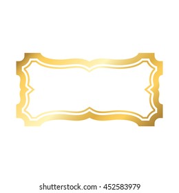 Gold frame. Beautiful simple golden design. Vintage style decorative border, isolated on white background. Deco elegant art object. Empty copy space for decoration, photo, banner. Vector illustration.