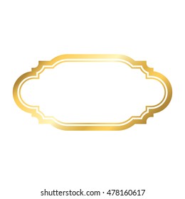 Gold frame. Beautiful simple golden design. Vintage style decorative border, isolated on white background. Deco elegant art object. Empty copy space for decoration, photo Vector illustration