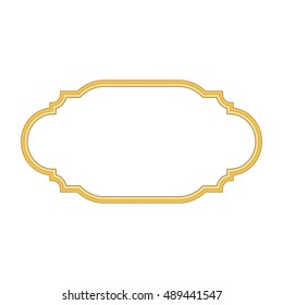 Gold frame. Beautiful simple golden design. Vintage style decorative border, isolated white background. Deco elegant art object. Empty copy space for decoration, photo, banner. Vector illustration.