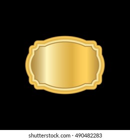 Gold frame. Beautiful simple golden design. Vintage style decorative border, isolated on black background. Deco elegant art object. Empty copy space for decoration, banner. Vector illustration.
