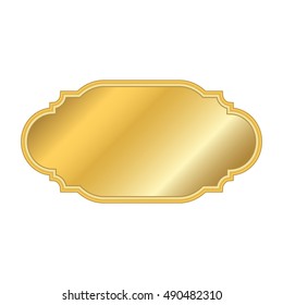 Gold frame. Beautiful simple golden design. Vintage decorative border, isolated on white background. Deco elegant art object. Empty copy space for decoration, photo, banner. Vector illustration.
