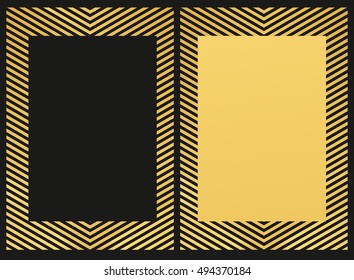 Gold frame. Beautiful simple golden design. Vintage style decorative border, isolated on black background. Deco elegant art object. Empty copy space for decoration, photo. Vector illustration