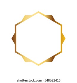 Gold frame. Beautiful simple golden design. Vintage style decorative border, isolated on white background. Deco elegant art object. Empty copy space for decoration, photo, banner. Vector illustration