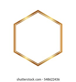 Gold frame. Beautiful simple golden design. Vintage style decorative border, isolated on white background. Deco elegant art object. Empty copy space for decoration, photo, banner. Vector illustration