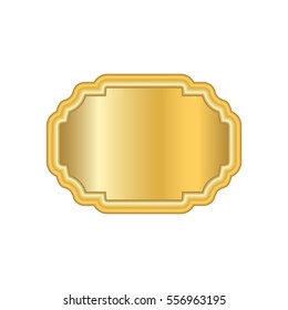 Gold frame. Beautiful simple golden design. Vintage style decorative border, isolated on white background. Deco elegant object. Empty copy space for decoration, photo, banner. Vector illustration.
