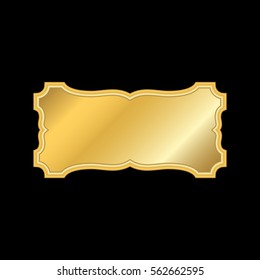 Gold frame. Beautiful simple golden design. Vintage style decorative border, isolated on black background. Deco elegant object. Empty copy space for decoration, photo, banner Vector illustration