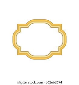 Gold frame. Beautiful simple golden design. Vintage style decorative border, isolated on white background. Deco elegant object. Empty copy space for decoration, photo, banner Vector illustration