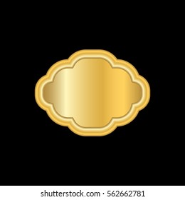 Gold frame. Beautiful simple golden design. Vintage style decorative border, isolated on black background. Deco elegant object. Empty copy space for decoration, photo, banner Vector illustration