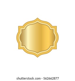 Gold frame. Beautiful simple golden design. Vintage style decorative border, isolated on white background. Deco elegant object. Empty copy space for decoration, photo, banner Vector illustration