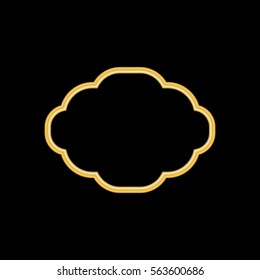 Gold frame. Beautiful simple golden design. Vintage style decorative border, isolated on black background. Deco elegant object. Empty copy space for decoration, photo, banner Vector illustration