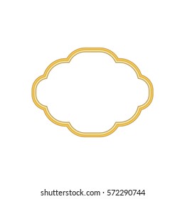 Gold frame. Beautiful simple golden design. Vintage style decorative border, isolated on white background. Deco elegant object. Empty copy space for decoration, photo, banner Vector illustration
