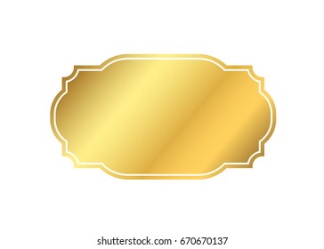 Gold frame. Beautiful simple golden design. Vintage style decorative border isolated white background. Elegant gold art frame. Empty copy space decoration, photo, banner Vector illustration