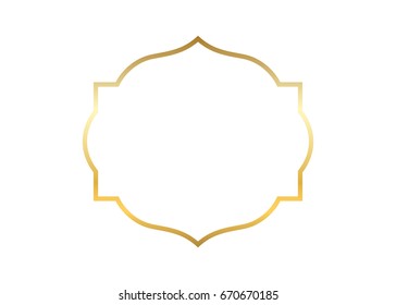 Gold frame. Beautiful simple golden design. Vintage style decorative border isolated white background. Elegant gold art frame. Empty copy space decoration, photo, banner Vector illustration