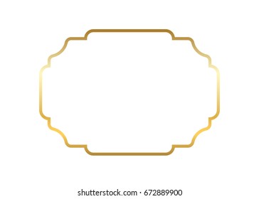 Gold frame. Beautiful simple golden design. Vintage style decorative border isolated white background. Elegant gold art frame. Empty copy space for decoration, photo, banner Vector illustration