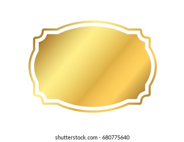 Gold frame. Beautiful simple golden design. Vintage style decorative border isolated white background. Elegant gold frame. Empty copy space for photo, banner Vector illustration
