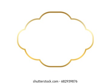 Gold frame. Beautiful simple golden design. Vintage style decorative border isolated white background. Elegant gold art frame. Empty copy space decoration, photo, banner Vector illustration