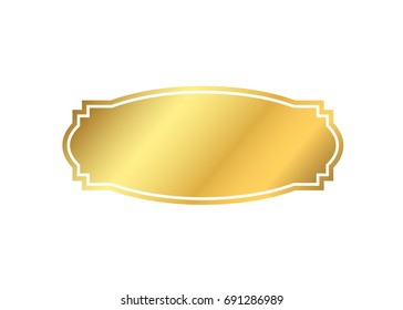 Gold frame. Beautiful simple golden design. Vintage style decorative border isolated white background. Elegant gold art frame. Empty copy space decoration, photo, banner Vector illustration