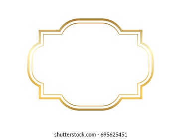 Gold frame. Beautiful simple golden design. Vintage style decorative border isolated white background. Elegant gold art frame. Empty copy space decoration, photo, banner Vector illustration